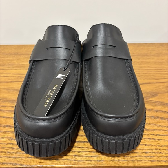 Sorel Ona Ave Loafer Leather Shoes for‎ Women Size 12 Black Slide New FLAW READ - Picture 3 of 10